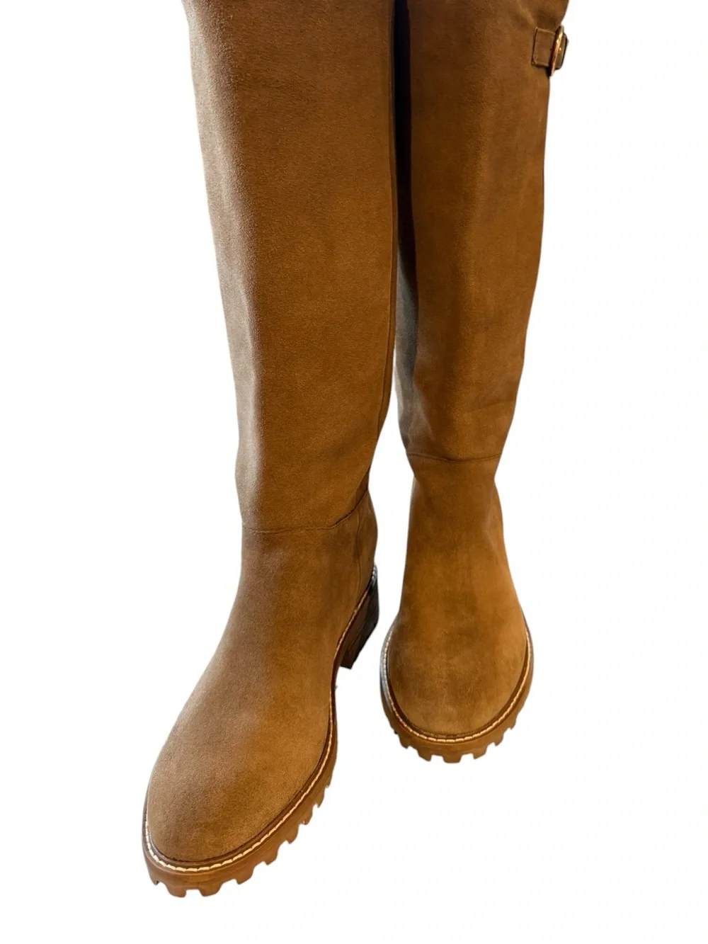 Steve Madden Leary Tan Suede Knee High Boots Size 8W Wide Calf